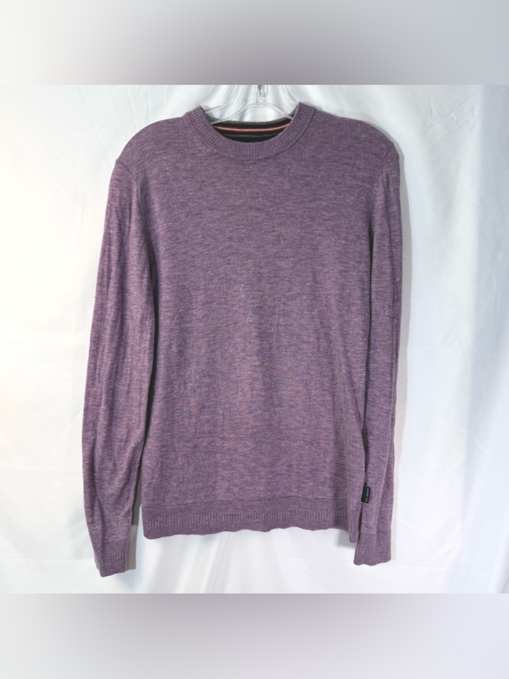 Ted Baker Wool Blend Pink And Purple Marbled Long Sleeve Crew Neck Sweater